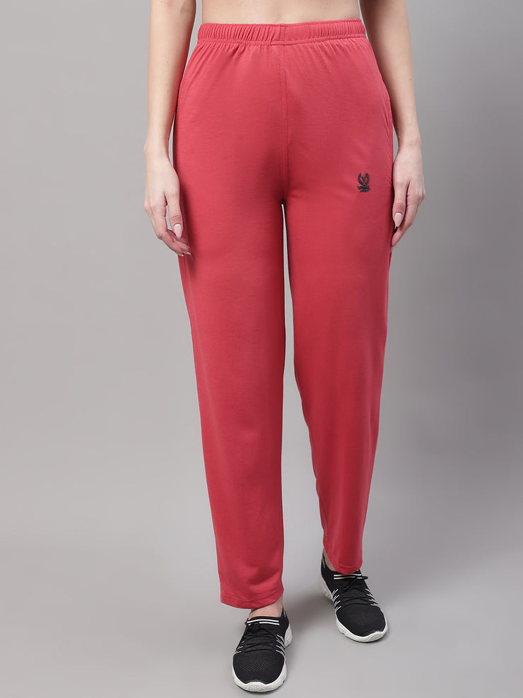 Mack Jonney Pink Regular fit Cotton Trackpant for Women(Zip On 1 Side Pocket)