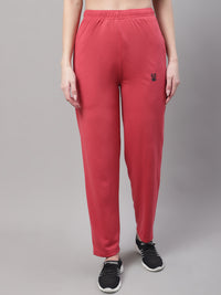 Mack Jonney Pink Regular fit Cotton Trackpant for Women(Zip On 1 Side Pocket)