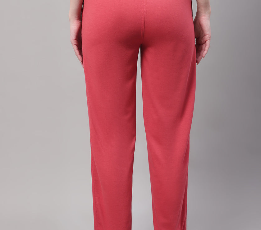 Mack Jonney Pink Regular fit Cotton Trackpant for Women(Zip On 1 Side Pocket)