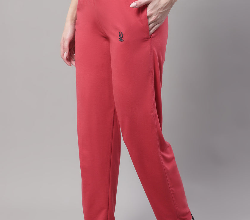 Mack Jonney Pink Regular fit Cotton Trackpant for Women(Zip On 1 Side Pocket)