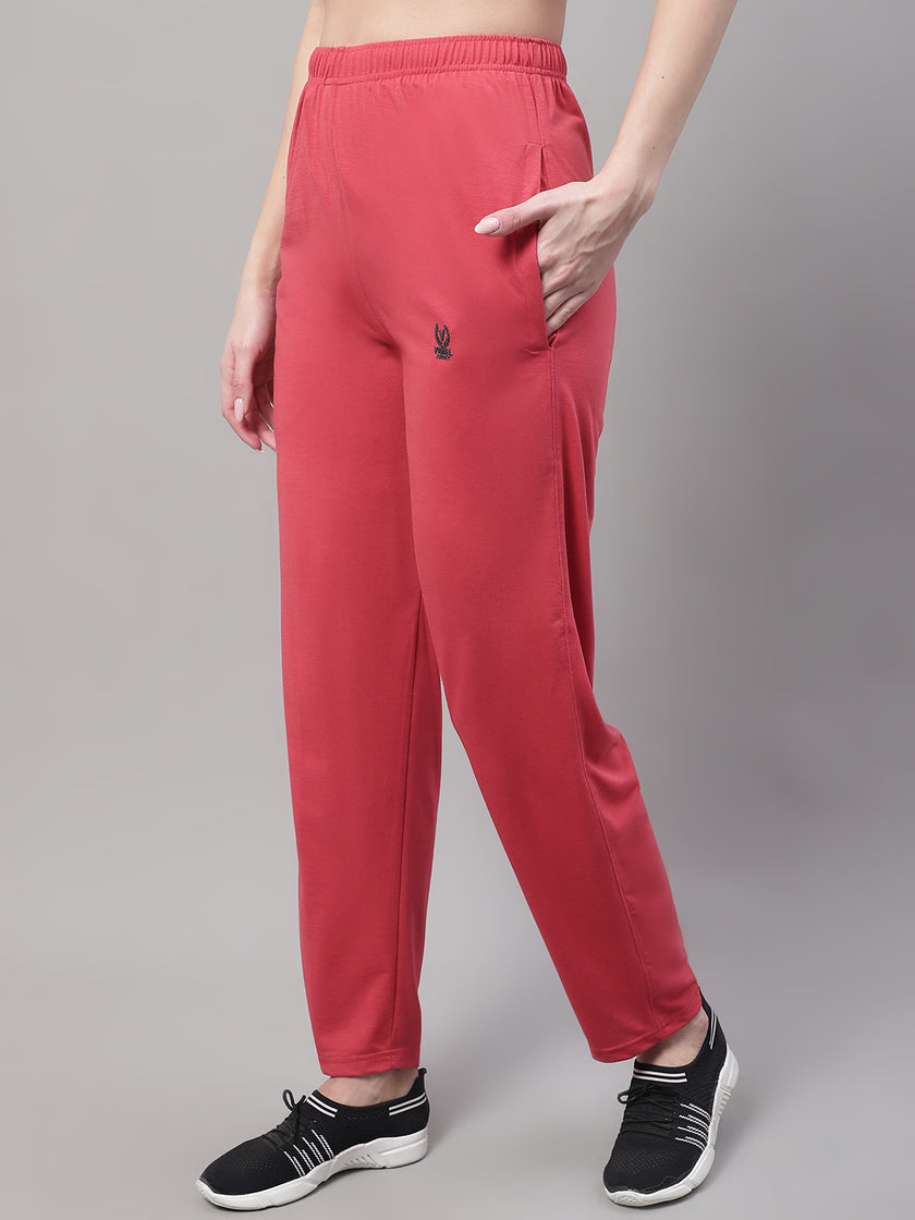 Mack Jonney Pink Regular fit Cotton Trackpant for Women(Zip On 1 Side Pocket)