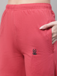 Mack Jonney Pink Regular fit Cotton Trackpant for Women(Zip On 1 Side Pocket)
