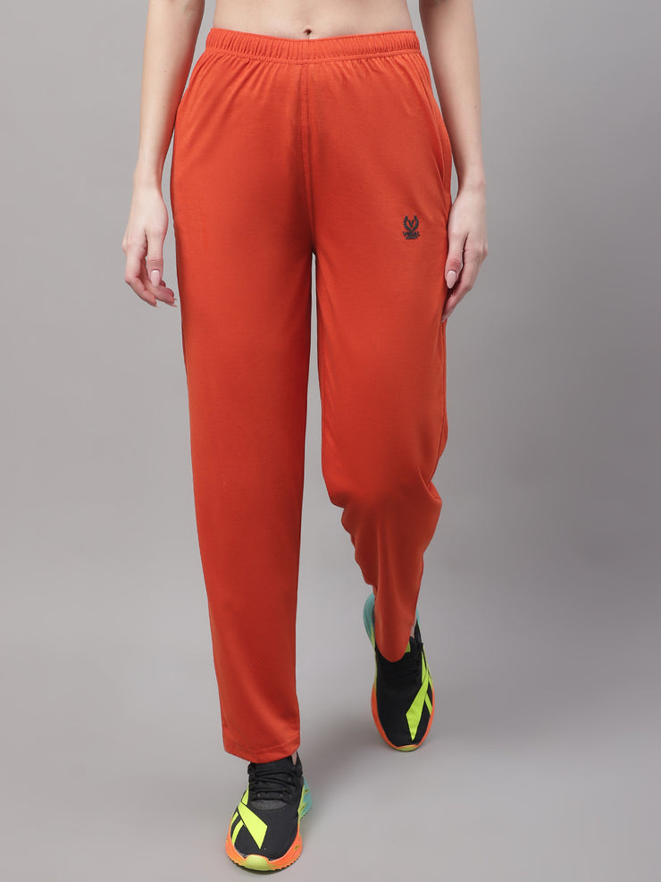 Mack Jonney Rust Regular fit Cotton Trackpant for Women(Zip On 1 Side Pocket)