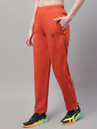 Mack Jonney Rust Regular fit Cotton Trackpant for Women(Zip On 1 Side Pocket)