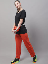 Mack Jonney Rust Regular fit Cotton Trackpant for Women(Zip On 1 Side Pocket)