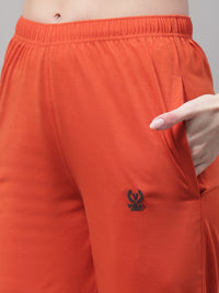 Mack Jonney Rust Regular fit Cotton Trackpant for Women(Zip On 1 Side Pocket)