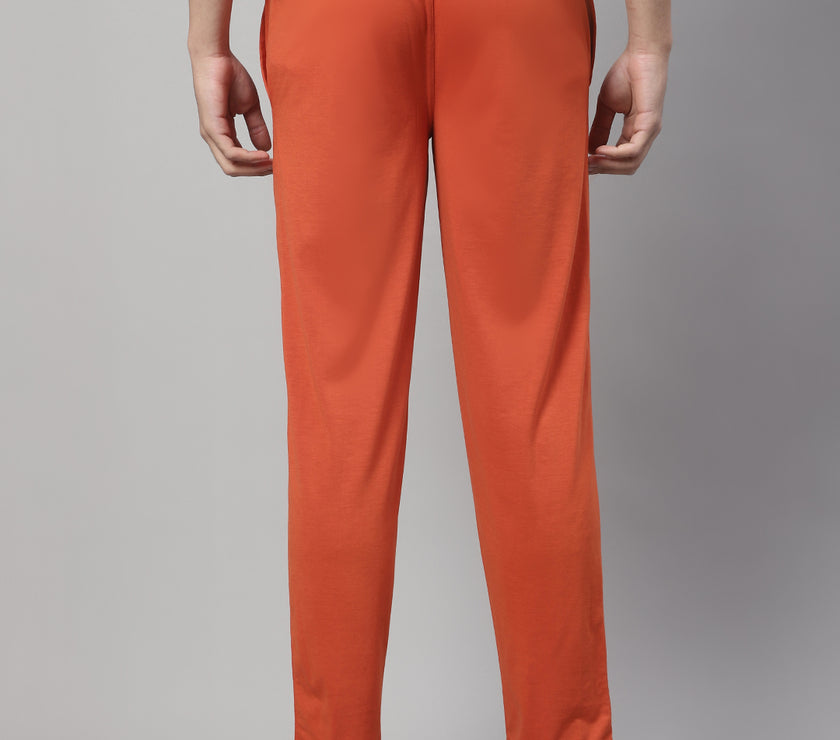 Mack Jonney Rust Regular fit Cotton Trackpant for Men