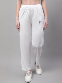 Mack Jonney White Regular fit Cotton Trackpant for Women(Zip On 1 Side Pocket)
