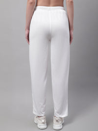 Mack Jonney White Regular fit Cotton Trackpant for Women(Zip On 1 Side Pocket)