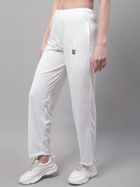 Mack Jonney White Regular fit Cotton Trackpant for Women(Zip On 1 Side Pocket)