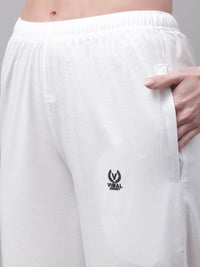 Mack Jonney White Regular fit Cotton Trackpant for Women(Zip On 1 Side Pocket)