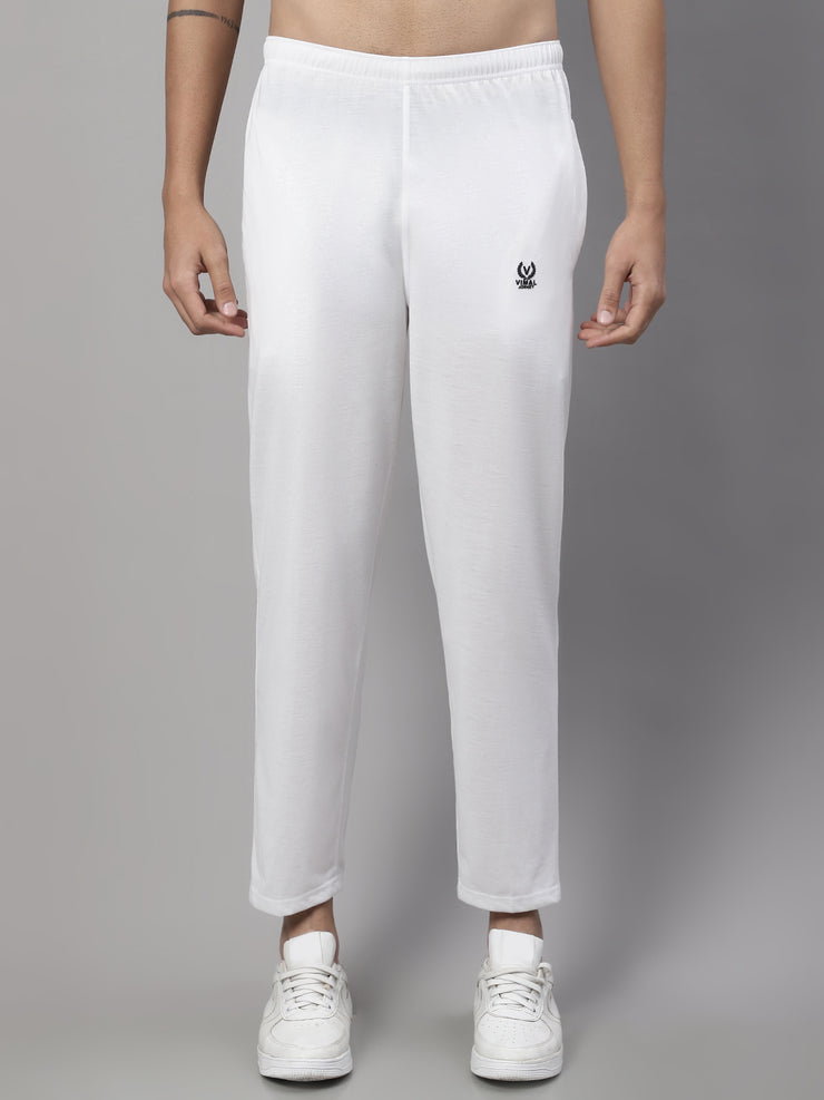 Mack Jonney White Regular fit Cotton Trackpant for Men