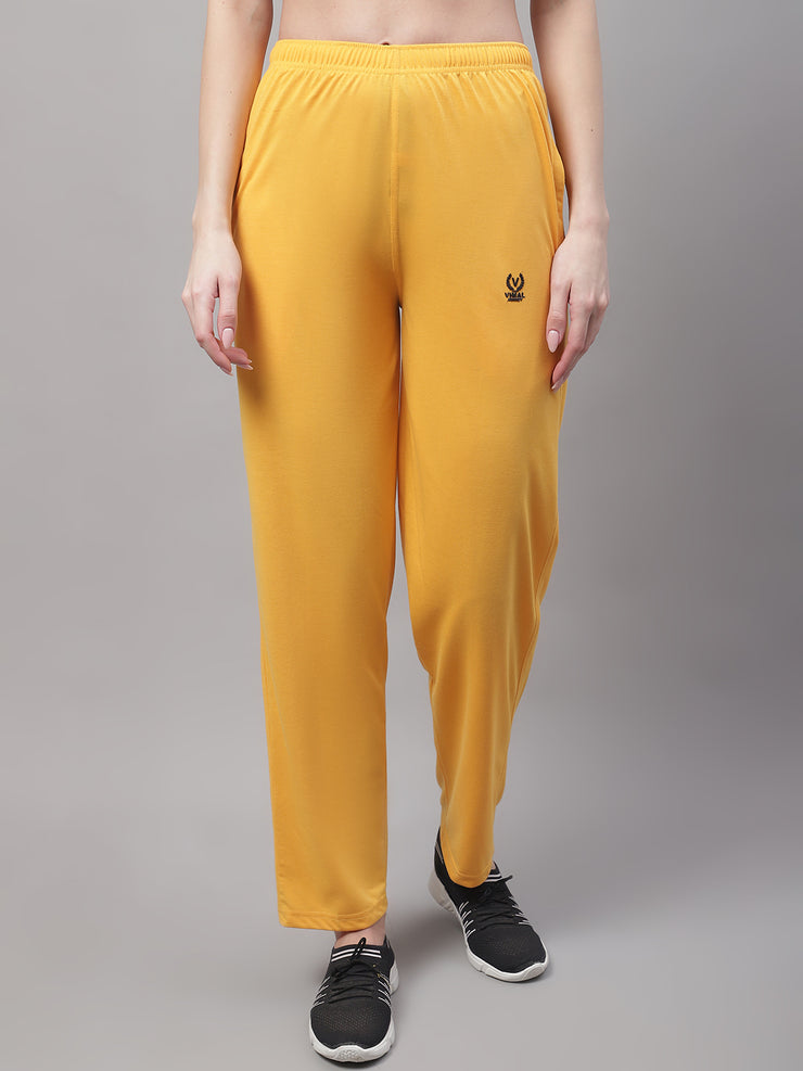 Mack Jonney Yellow Regular fit Cotton Trackpant for Women(Zip On 1 Side Pocket)