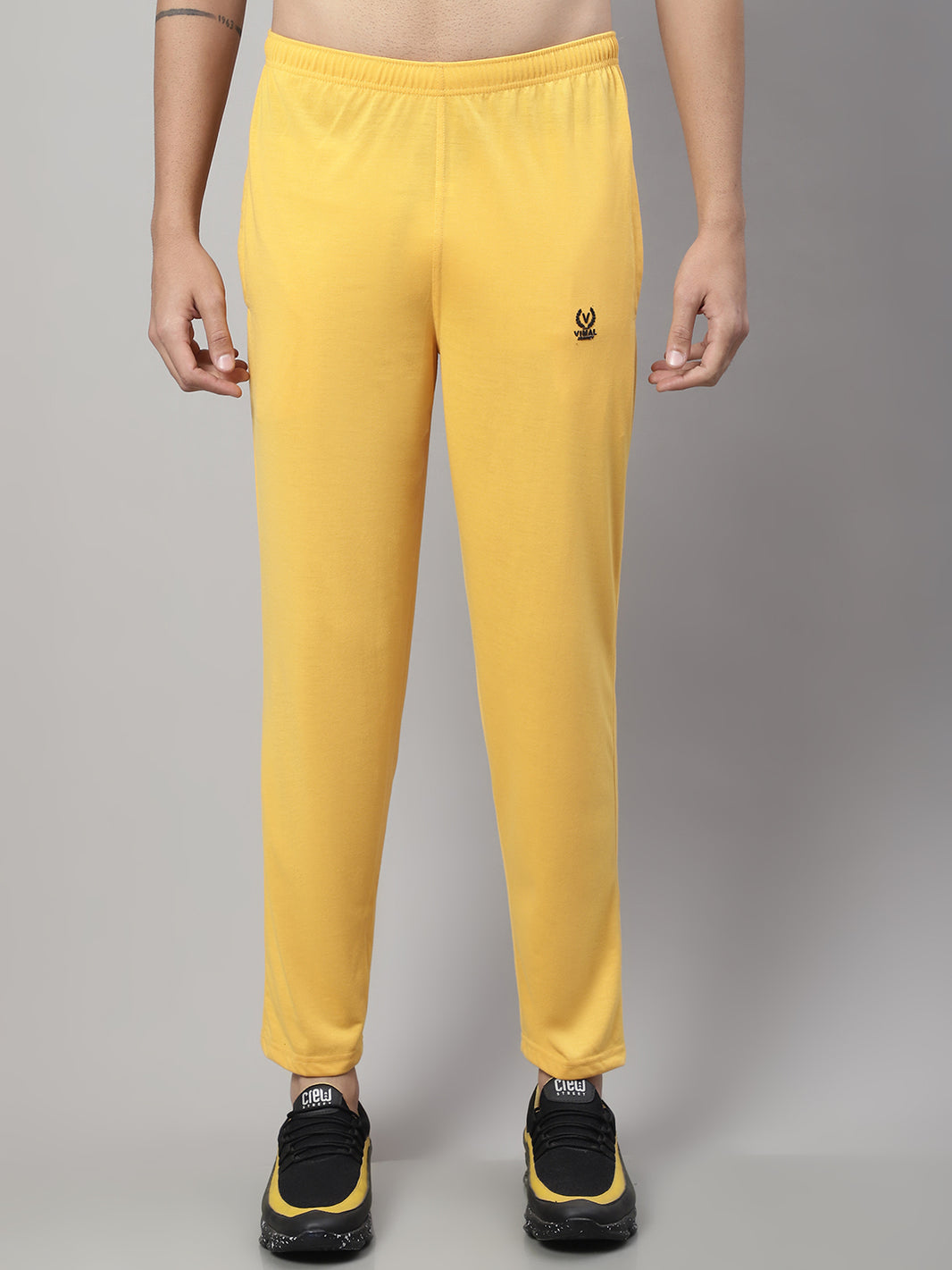 Mack Jonney Yellow Regular fit Cotton Trackpant for Men
