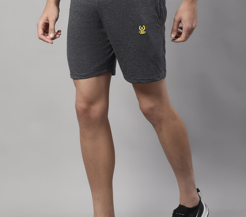 Mack Jonney Anthracite Regular fit Cotton Shorts for Men