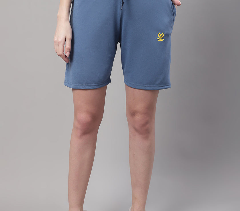 Mack Jonney Dark Grey Regular fit Cotton Shorts for Women