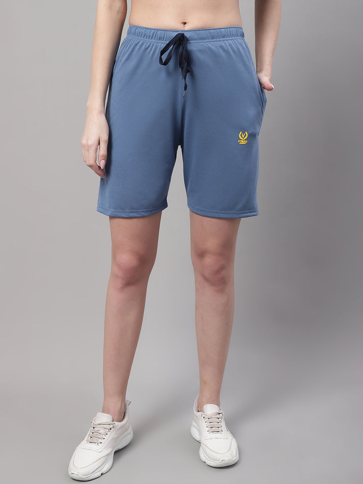 Mack Jonney Dark Grey Regular fit Cotton Shorts for Women