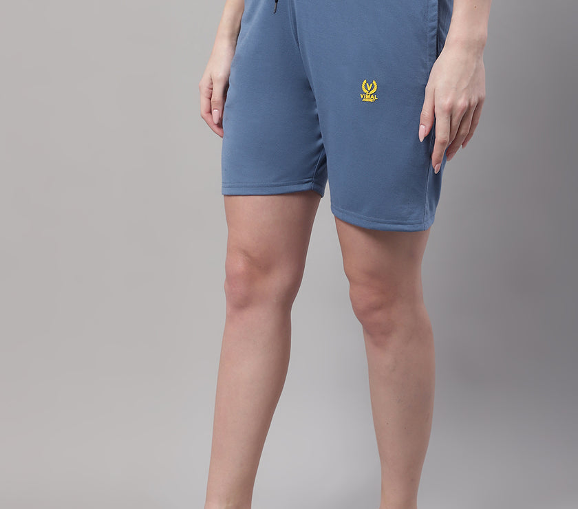 Mack Jonney Dark Grey Regular fit Cotton Shorts for Women
