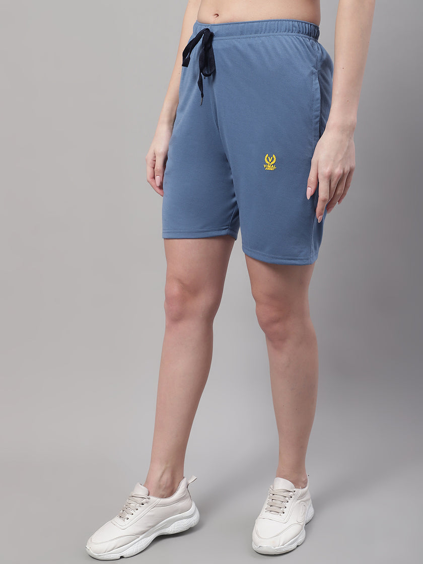 Mack Jonney Dark Grey Regular fit Cotton Shorts for Women