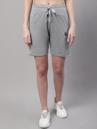 Mack Jonney Grey Melange Regular fit Cotton Shorts for Women