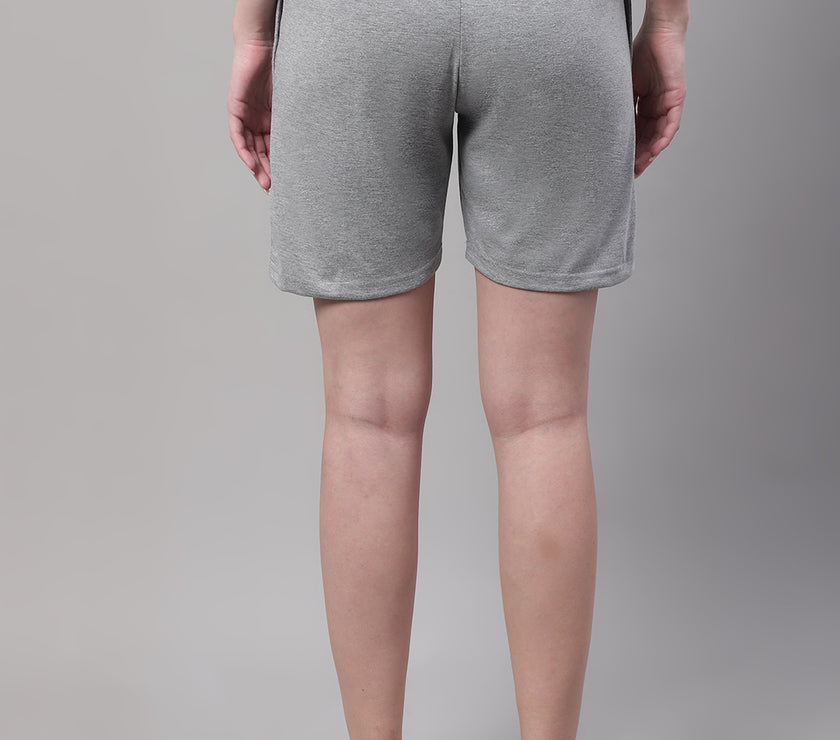 Mack Jonney Grey Melange Regular fit Cotton Shorts for Women