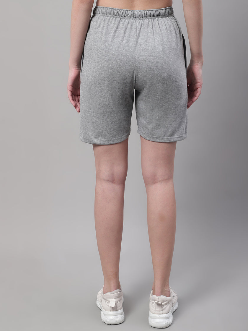 Mack Jonney Grey Melange Regular fit Cotton Shorts for Women