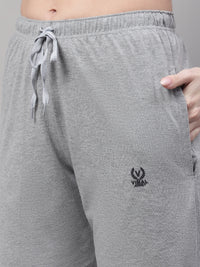 Mack Jonney Grey Melange Regular fit Cotton Shorts for Women