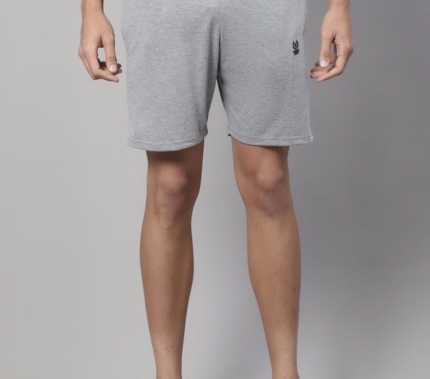Mack Jonney Grey Melange Regular fit Cotton Shorts for Men