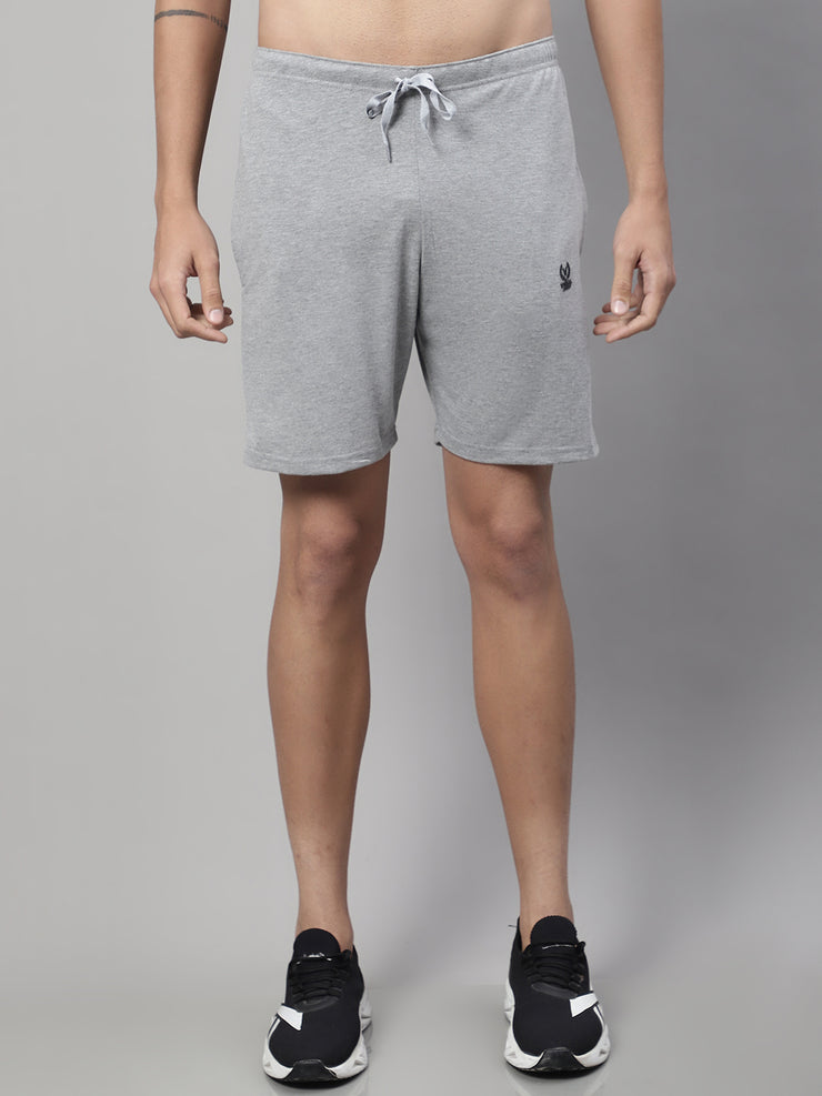Mack Jonney Grey Melange Regular fit Cotton Shorts for Men