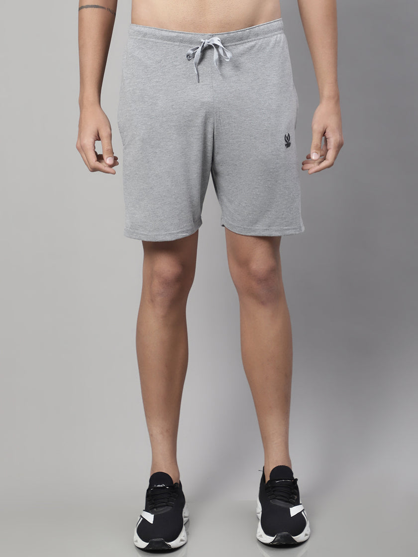 Mack Jonney Grey Melange Regular fit Cotton Shorts for Men