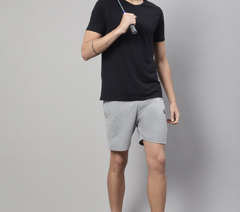 Mack Jonney Grey Melange Regular fit Cotton Shorts for Men