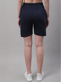 Mack Jonney Navy Blue Regular fit Cotton Shorts for Women