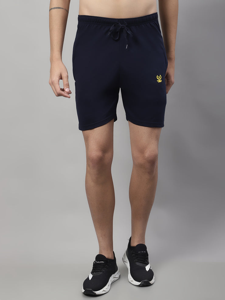 Mack Jonney Navy Blue Regular fit Cotton Shorts for Men