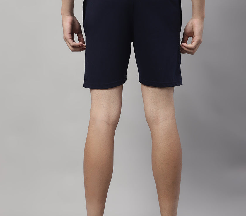 Mack Jonney Navy Blue Regular fit Cotton Shorts for Men