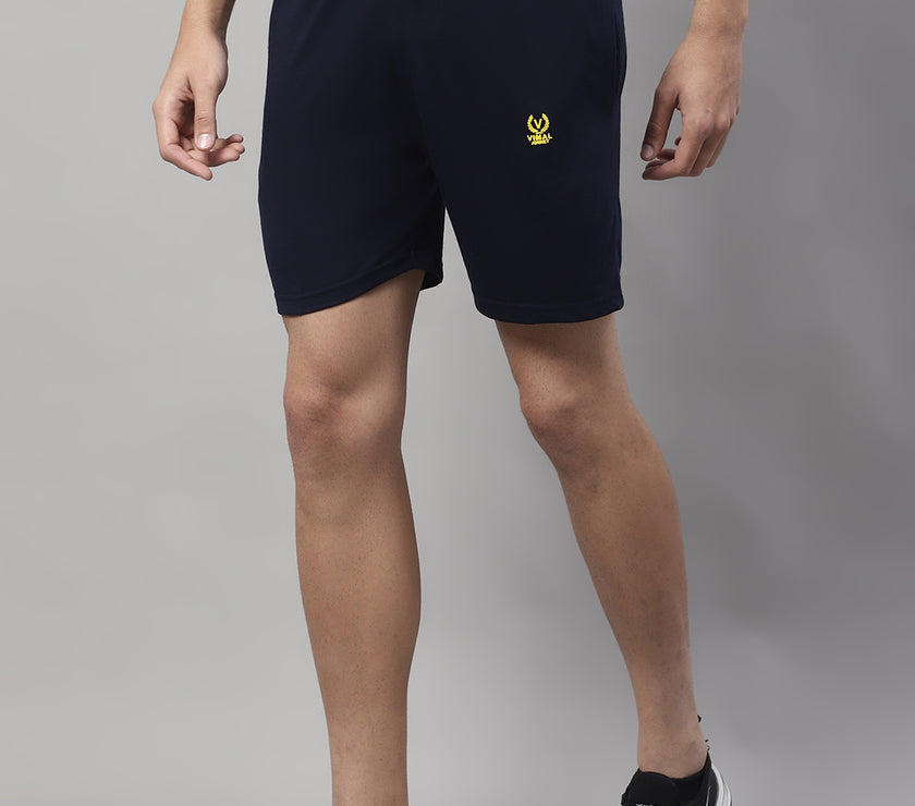 Mack Jonney Navy Blue Regular fit Cotton Shorts for Men
