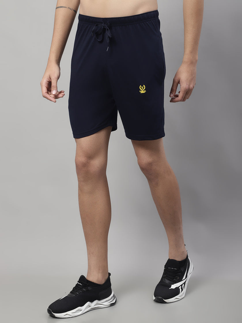 Mack Jonney Navy Blue Regular fit Cotton Shorts for Men