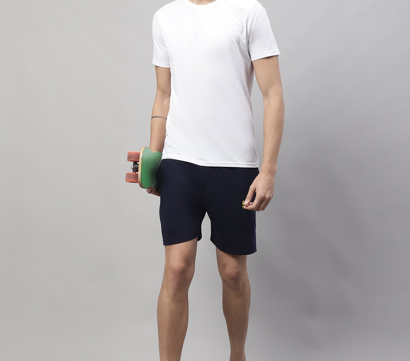 Mack Jonney Navy Blue Regular fit Cotton Shorts for Men