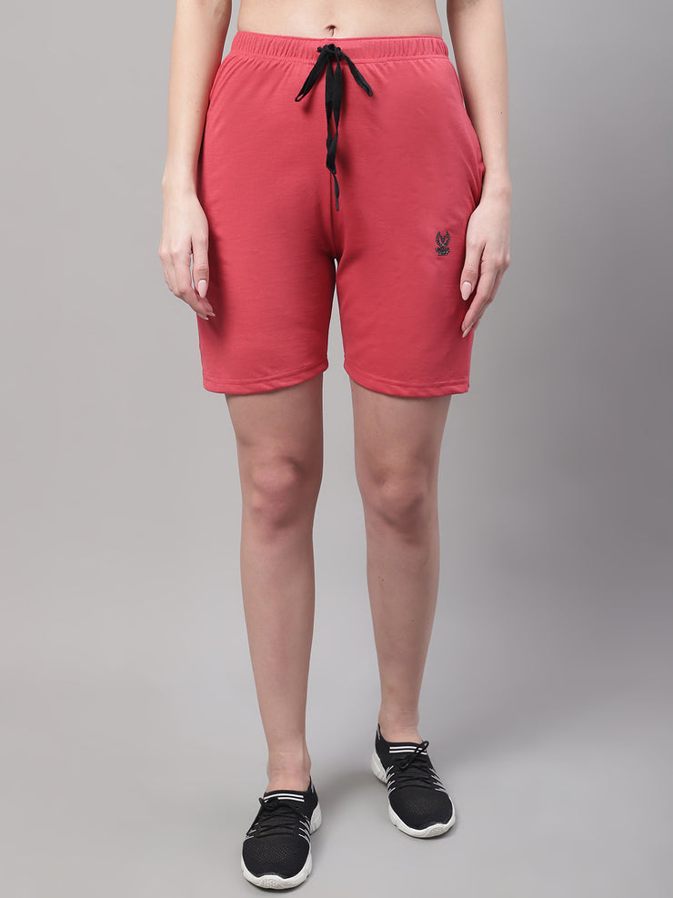 Mack Jonney Pink Regular fit Cotton Shorts for Women