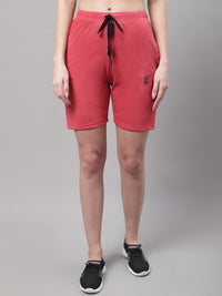 Mack Jonney Pink Regular fit Cotton Shorts for Women