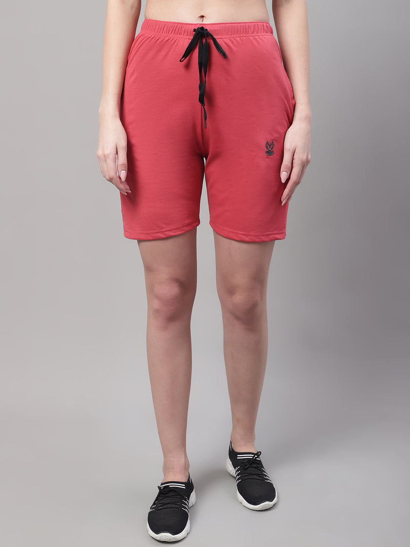 Mack Jonney Pink Regular fit Cotton Shorts for Women