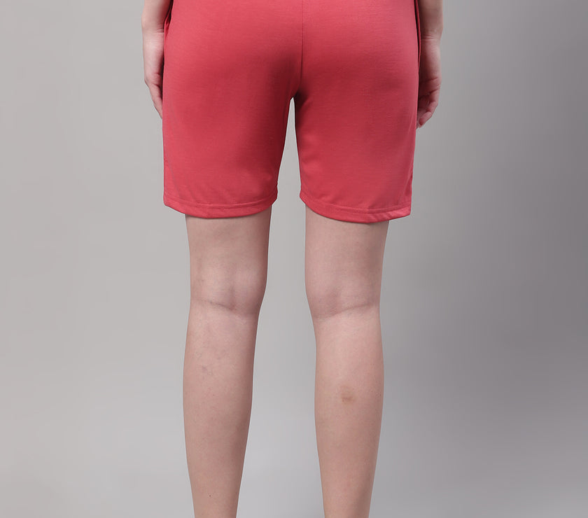 Mack Jonney Pink Regular fit Cotton Shorts for Women