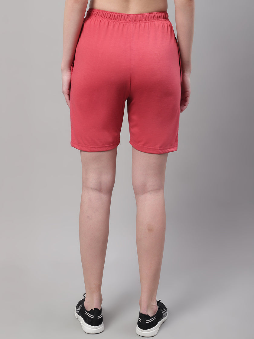 Mack Jonney Pink Regular fit Cotton Shorts for Women