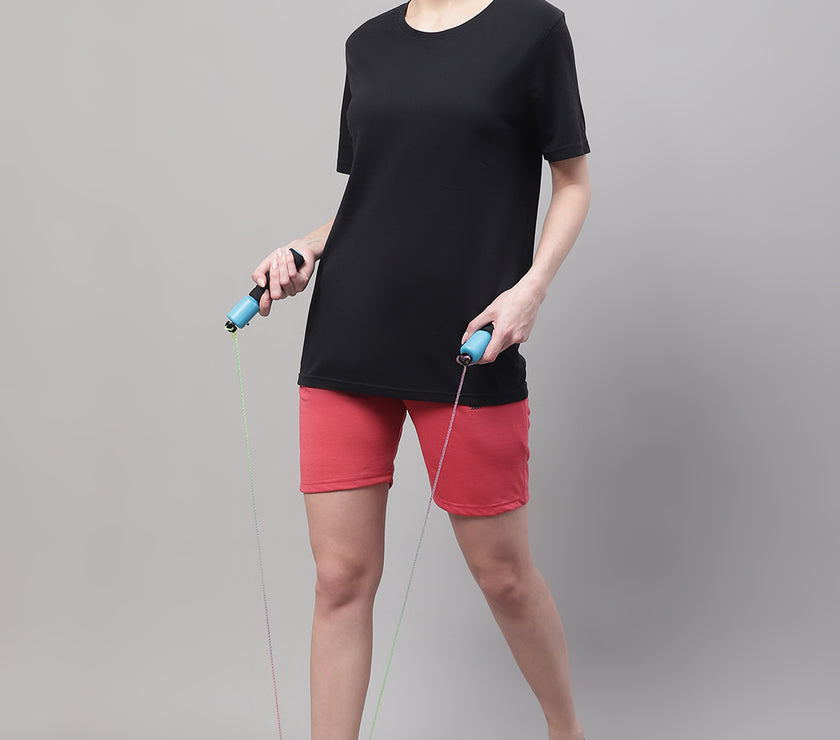 Mack Jonney Pink Regular fit Cotton Shorts for Women