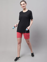 Mack Jonney Pink Regular fit Cotton Shorts for Women