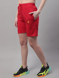 Mack Jonney Red Regular fit Cotton Shorts for Women