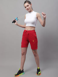 Mack Jonney Red Regular fit Cotton Shorts for Women
