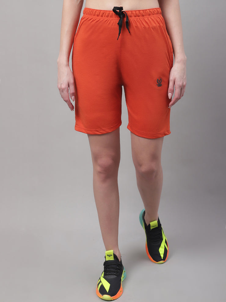 Mack Jonney Rust Regular fit Cotton Shorts for Women