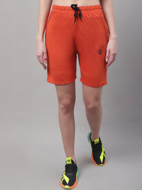 Mack Jonney Rust Regular fit Cotton Shorts for Women