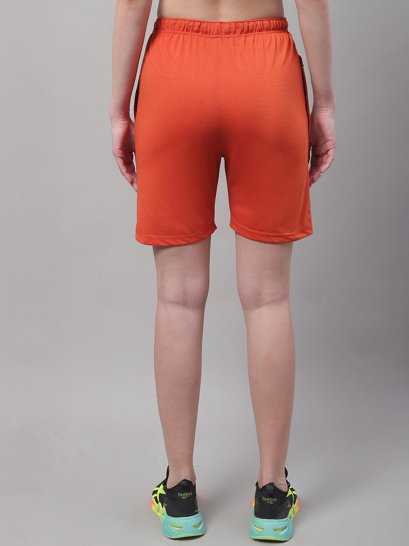 Mack Jonney Rust Regular fit Cotton Shorts for Women