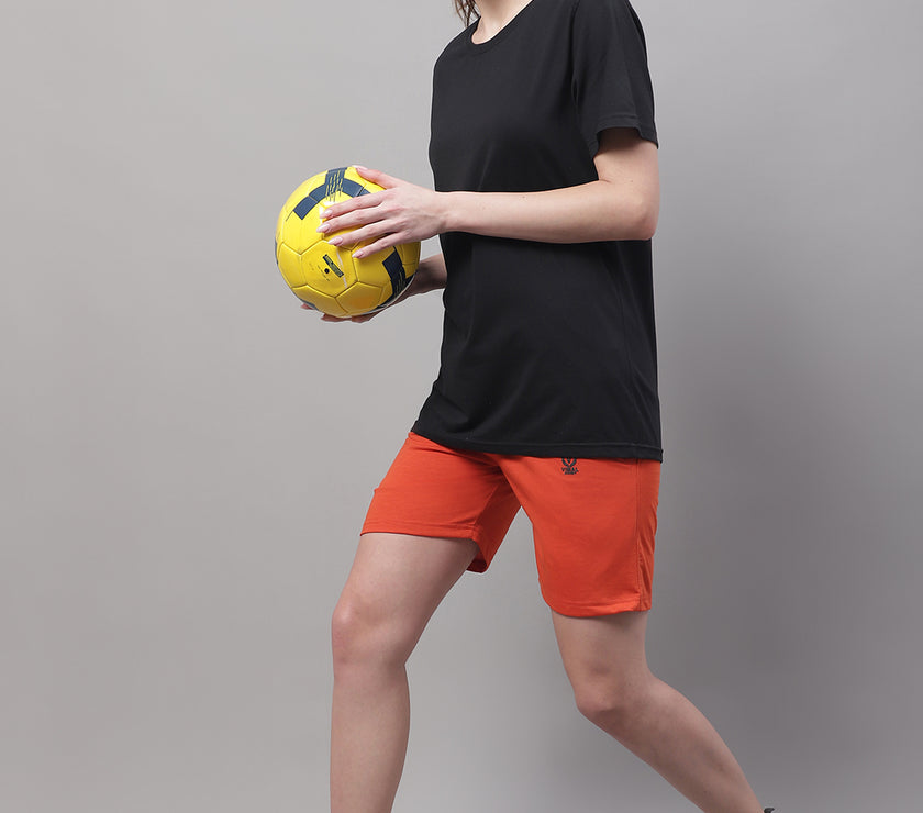 Mack Jonney Rust Regular fit Cotton Shorts for Women